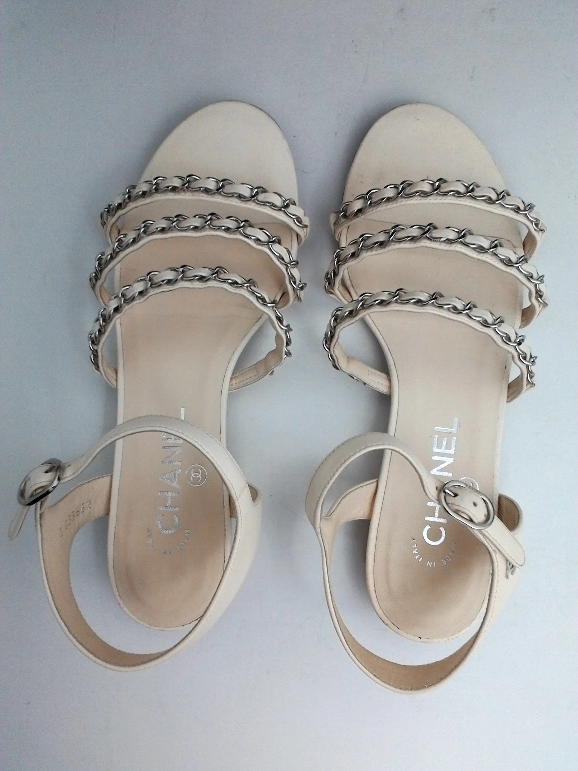Chanel Women's Lambskin Ivory Sandals Size 36