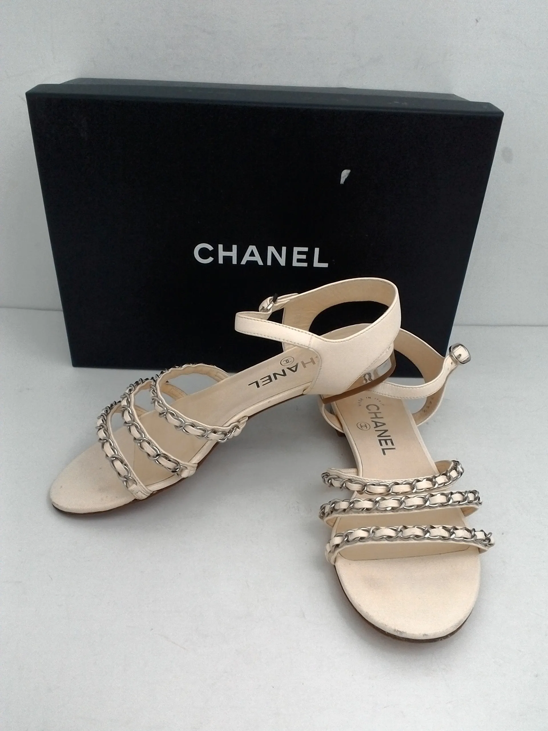 Chanel Women's Lambskin Ivory Sandals Size 36