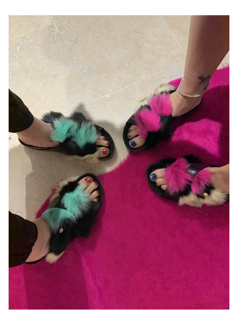Chanii B "Licorn" Pink FAUX FUR Slipper