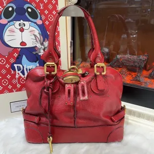 Chloe Red Leather Paddington Satchel Bag Medium