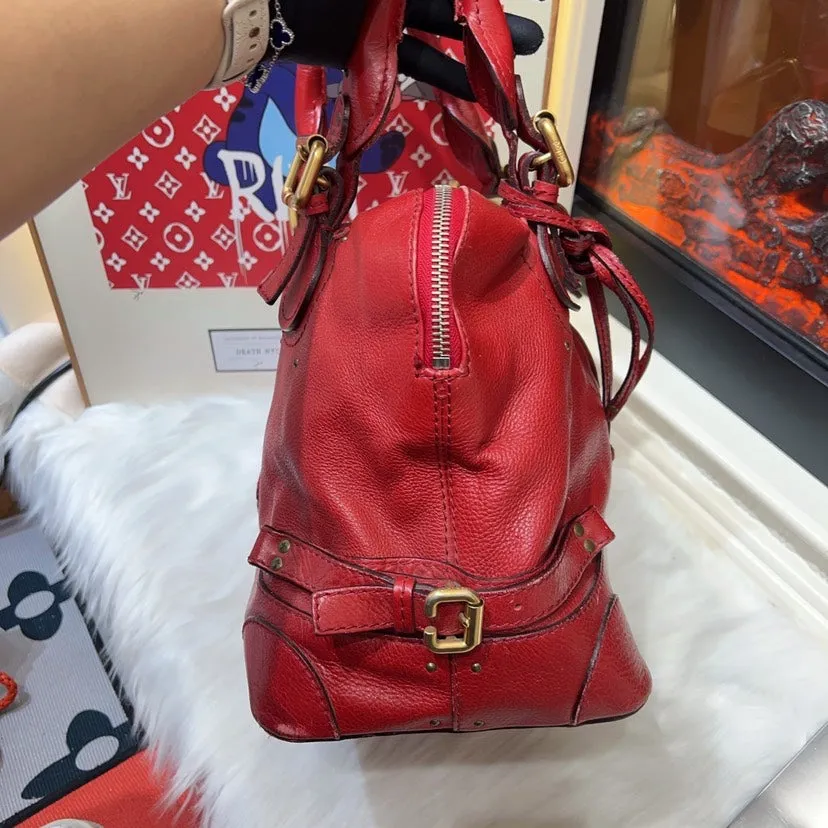 Chloe Red Leather Paddington Satchel Bag Medium