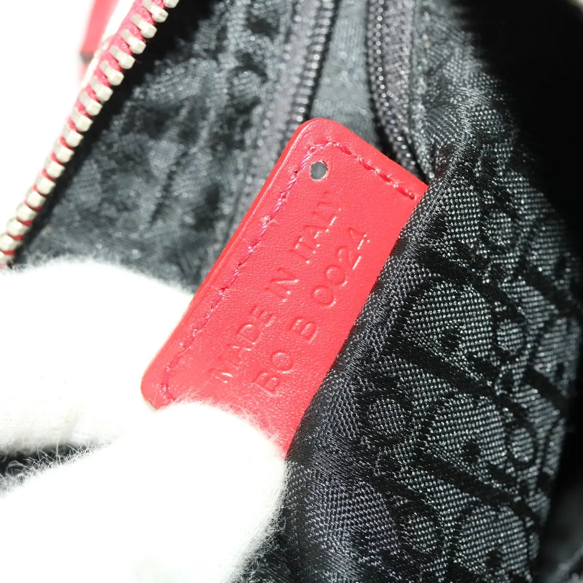CHRISTIAN DIOR Hardcore Boston Bag Canvas White Red BO B 0024 Auth 39290