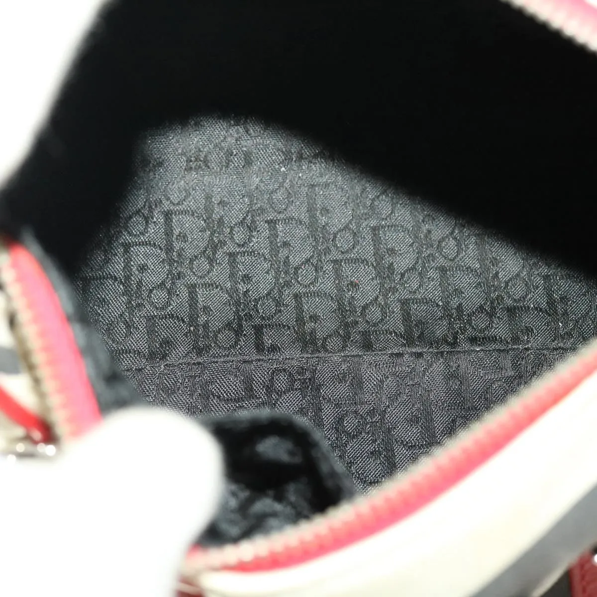 CHRISTIAN DIOR Hardcore Boston Bag Canvas White Red BO B 0024 Auth 39290