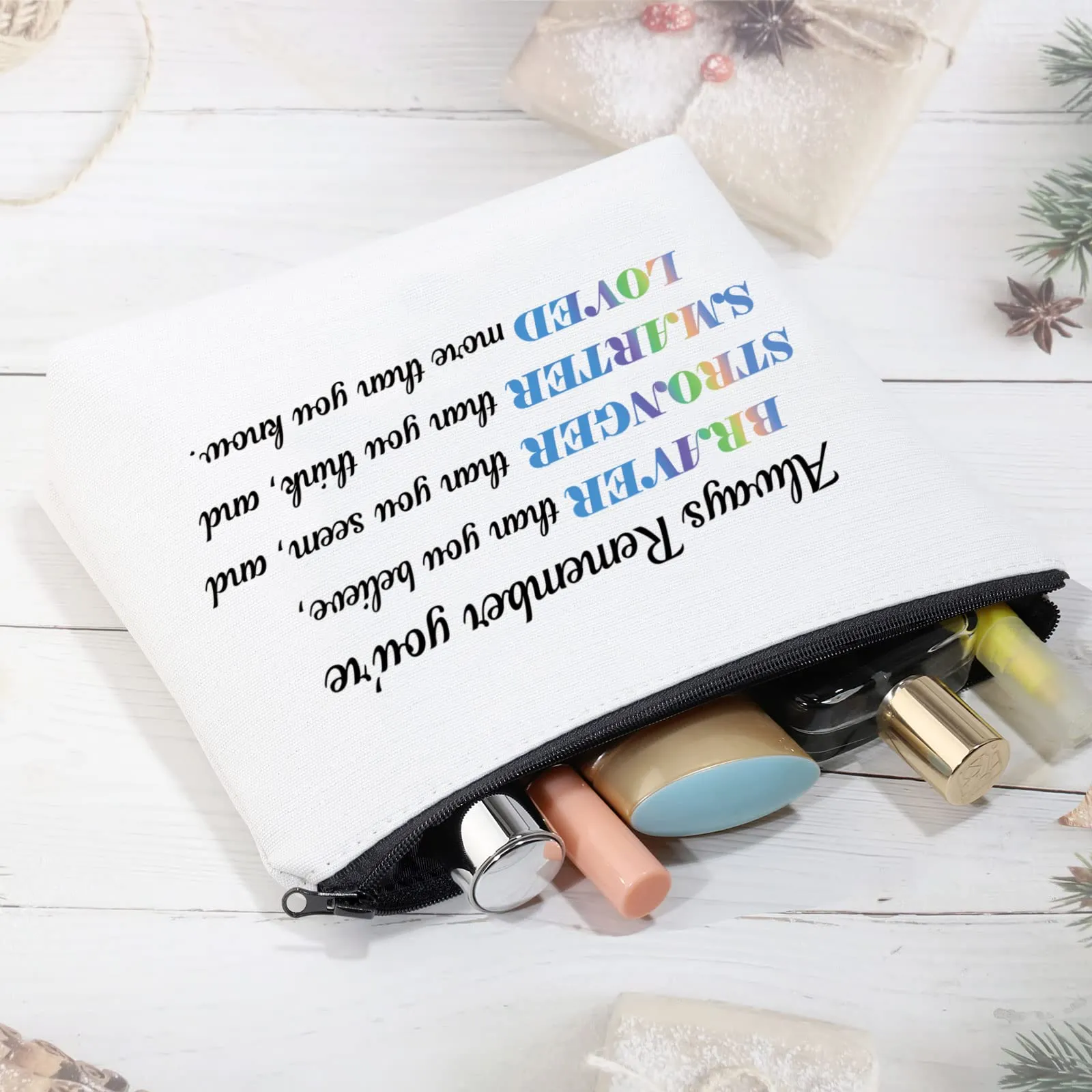 CMNIM Wolf Gifts Makeup Cosmetic Bag Gifts for Wolf Lovers Inspirational Wolf Zipper Pouch Travel Bag Toiletry Cases Organizer (Wolf Gifts Makeup Bag white)