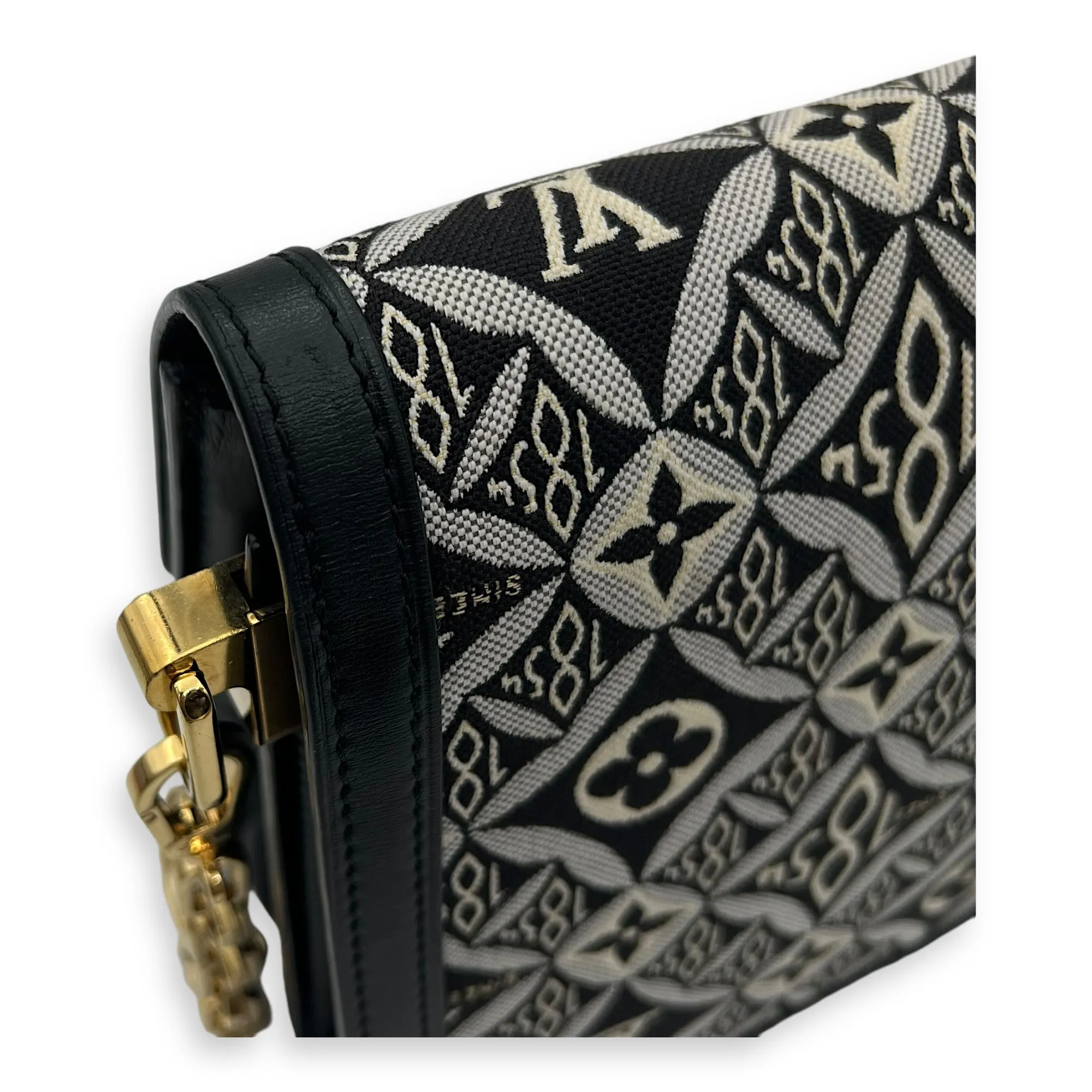 Dauphine Crossbody Bag MM Blue in Jacquard, Gold hardware