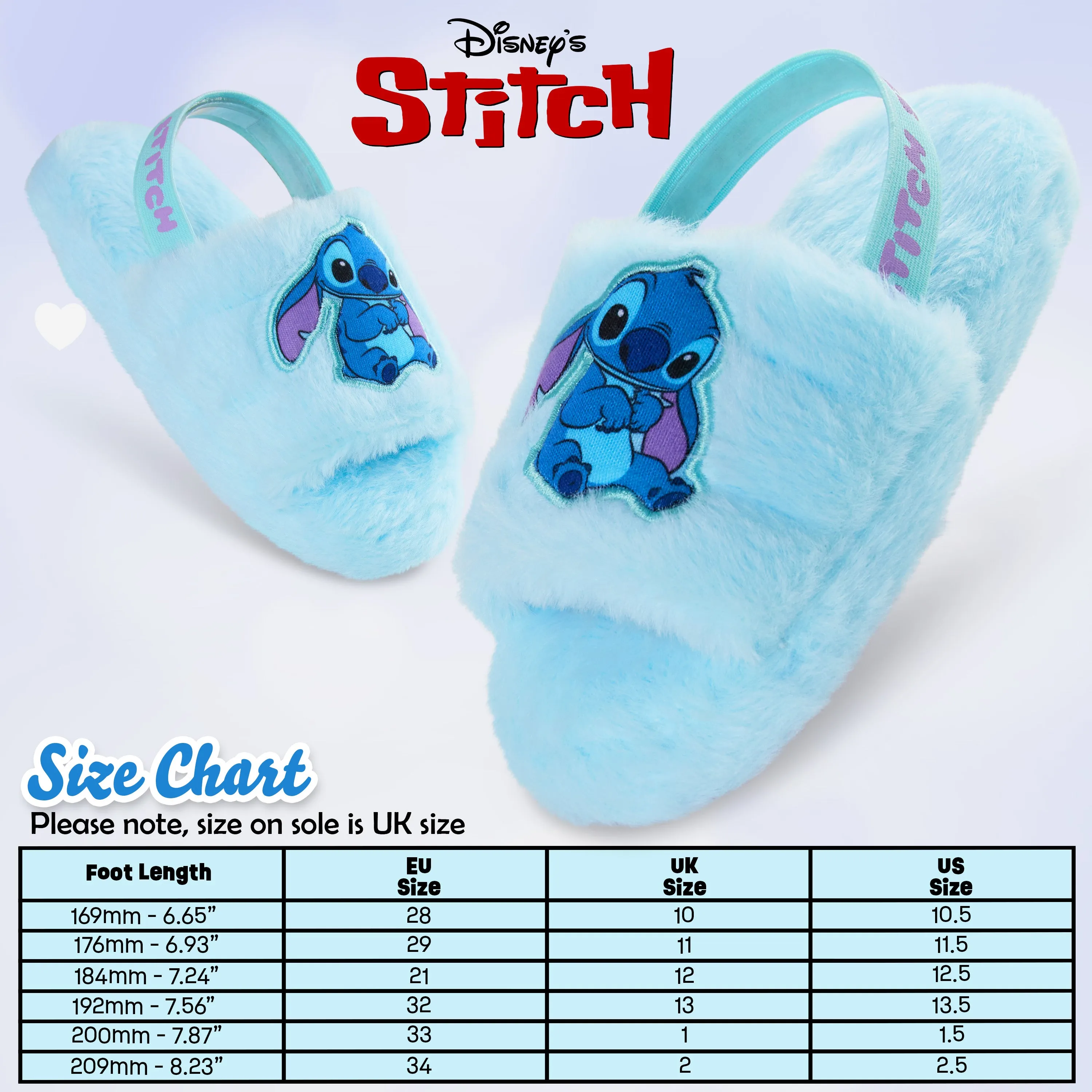 Disney Stitch Girls Fluffy Slippers, Comfy Mule House Shoes - Stitch Gifts for Girls