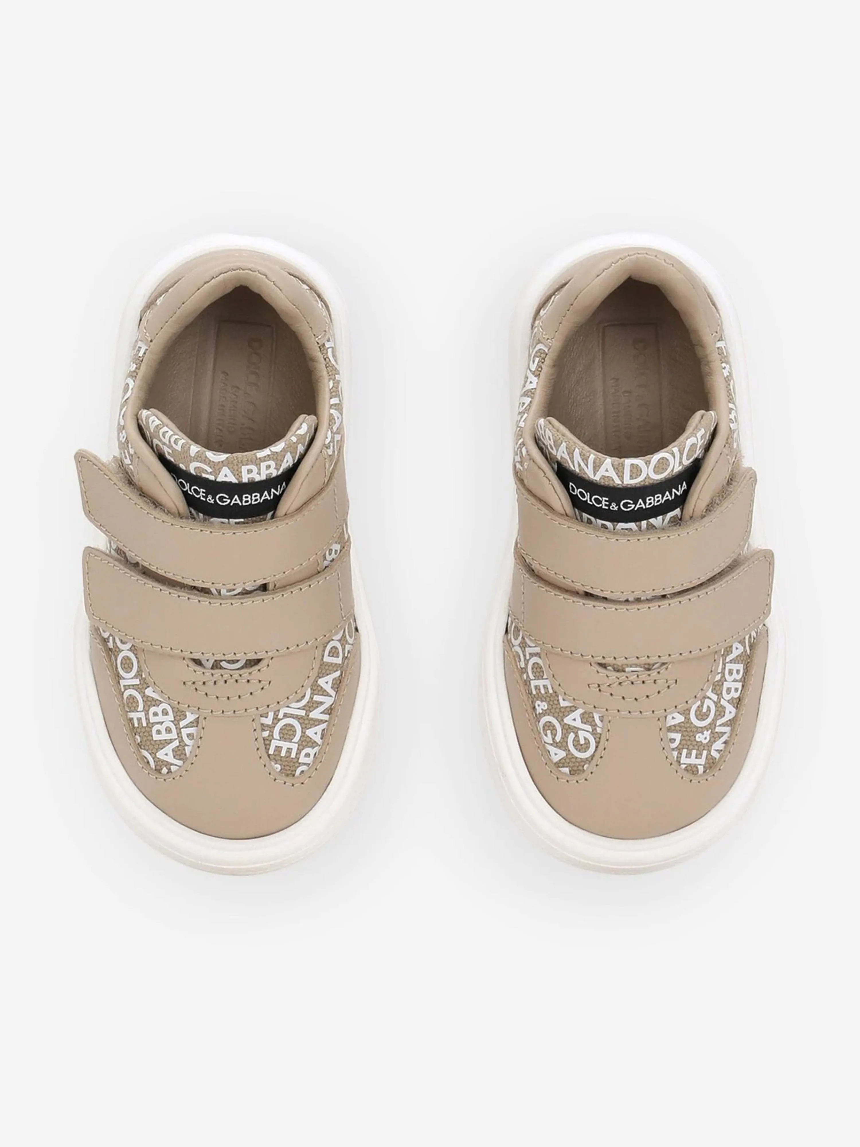 Dolce & Gabbana Kids Canvas And Leather Trainers in Gold
