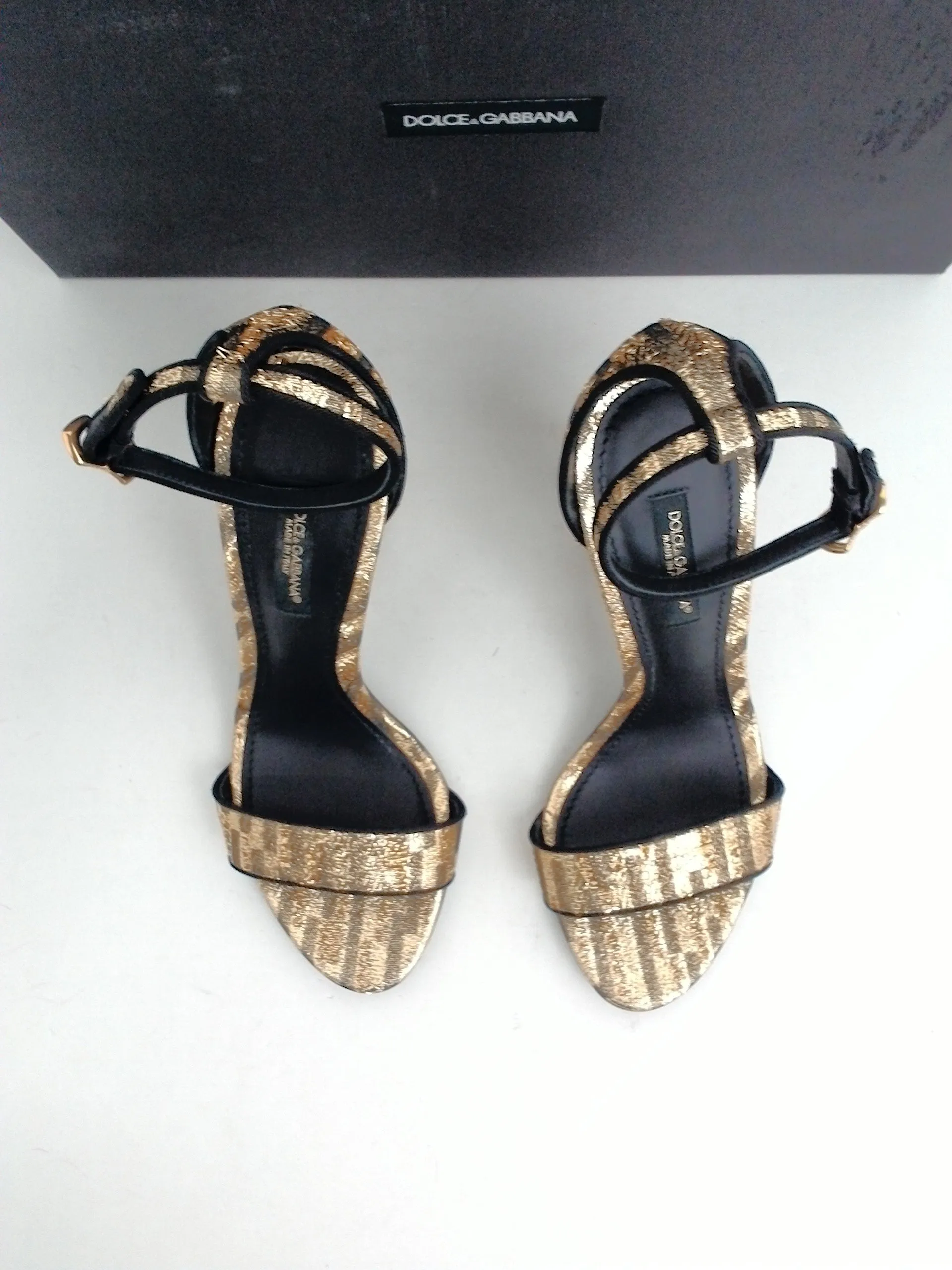 Dolce & Gabbana Women's Keira Gold/ Black Heeled Sandal Size 36