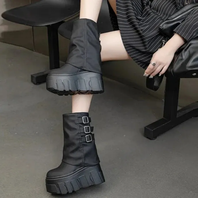 Eliza Ankle Leather Platform Boots