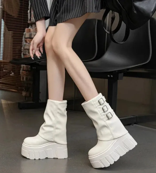 Eliza Ankle Leather Platform Boots