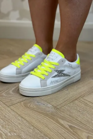 Faith Neon Graffiti Trainer In White