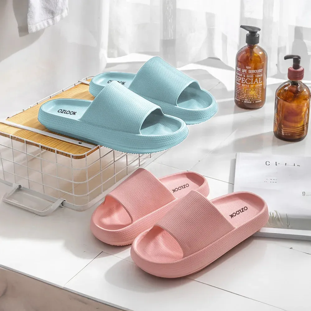 Fashion Women Summer Soft Slippers Thick Platform Bathroom Home Men Indoor Non-slip Anti-slip Female Cloud Cushion Slides