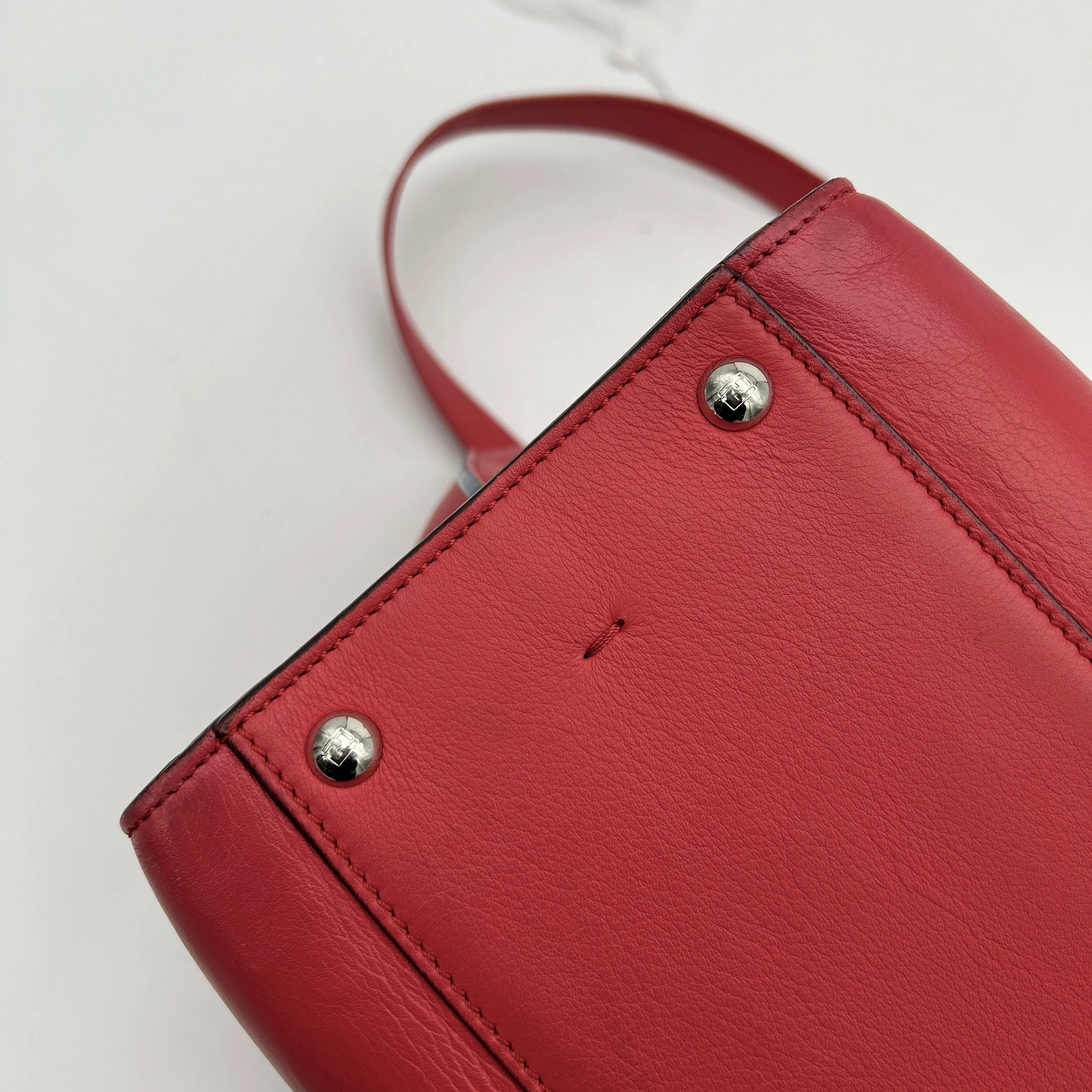 Fendi Vitello Dolce Shiny Nappa Petite 3Jours Tote Red