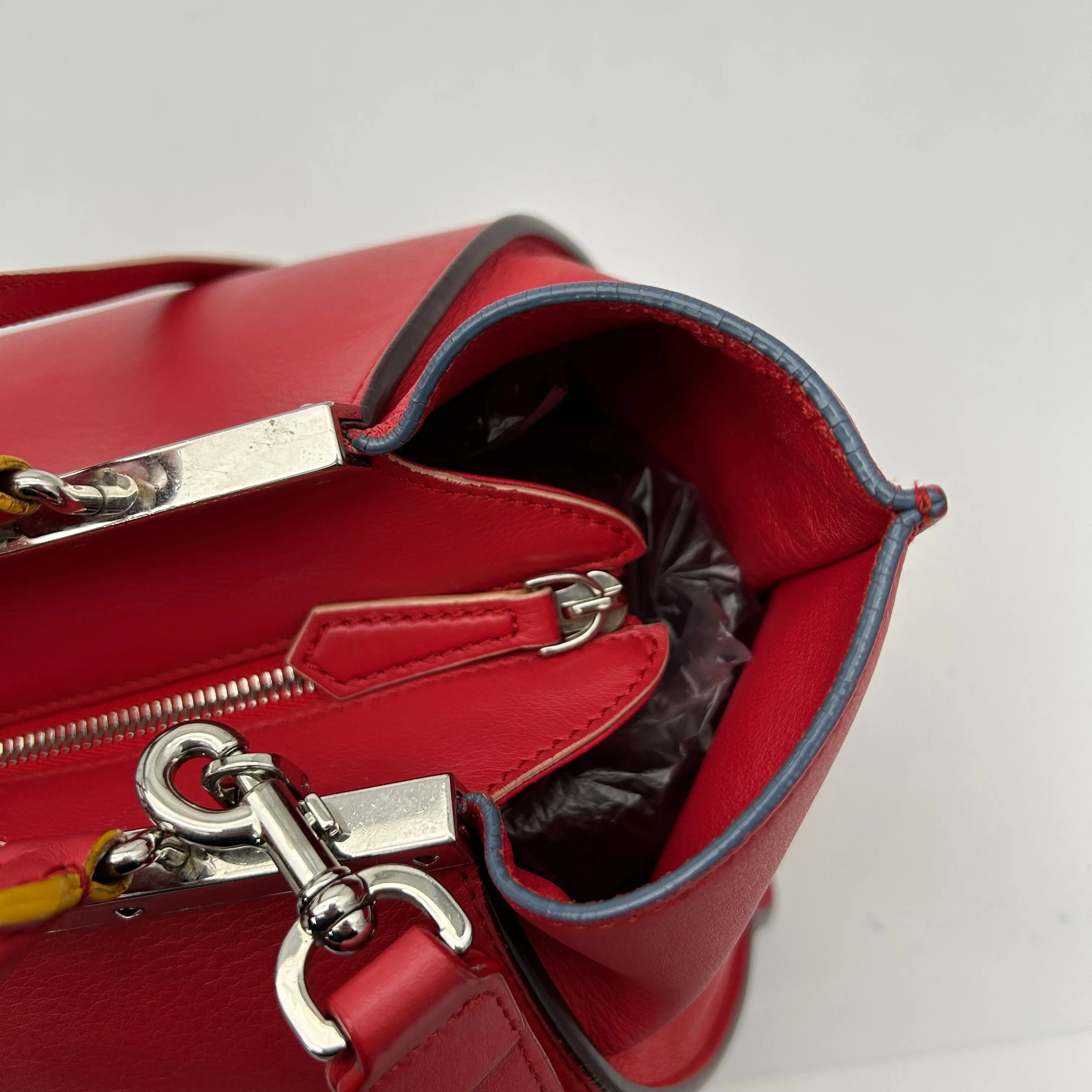 Fendi Vitello Dolce Shiny Nappa Petite 3Jours Tote Red