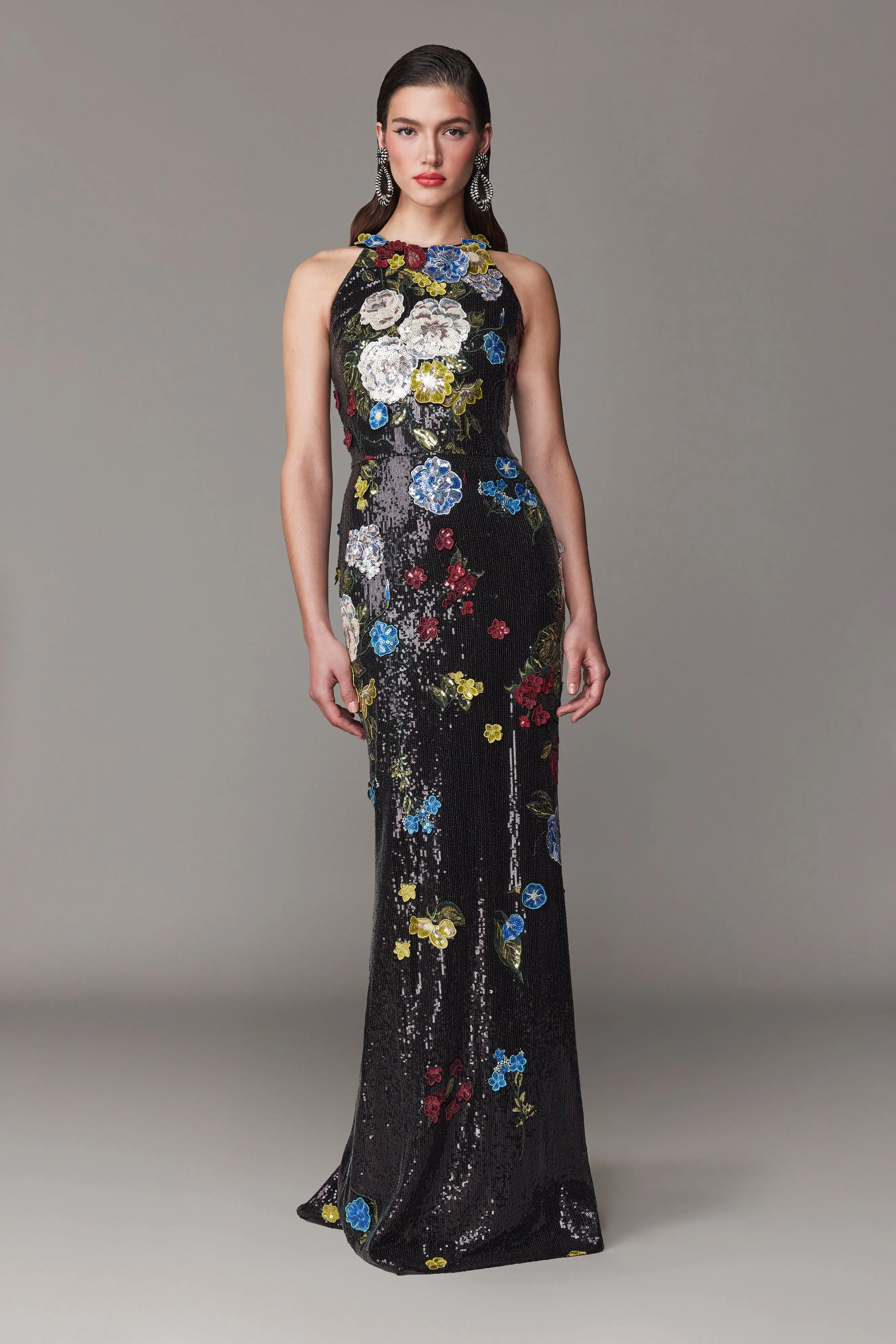 Frascara - 4756 - Halter Gown with Floral Sequin Embellishments