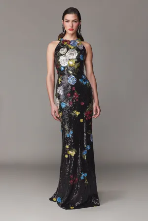 Frascara - 4756 - Halter Gown with Floral Sequin Embellishments