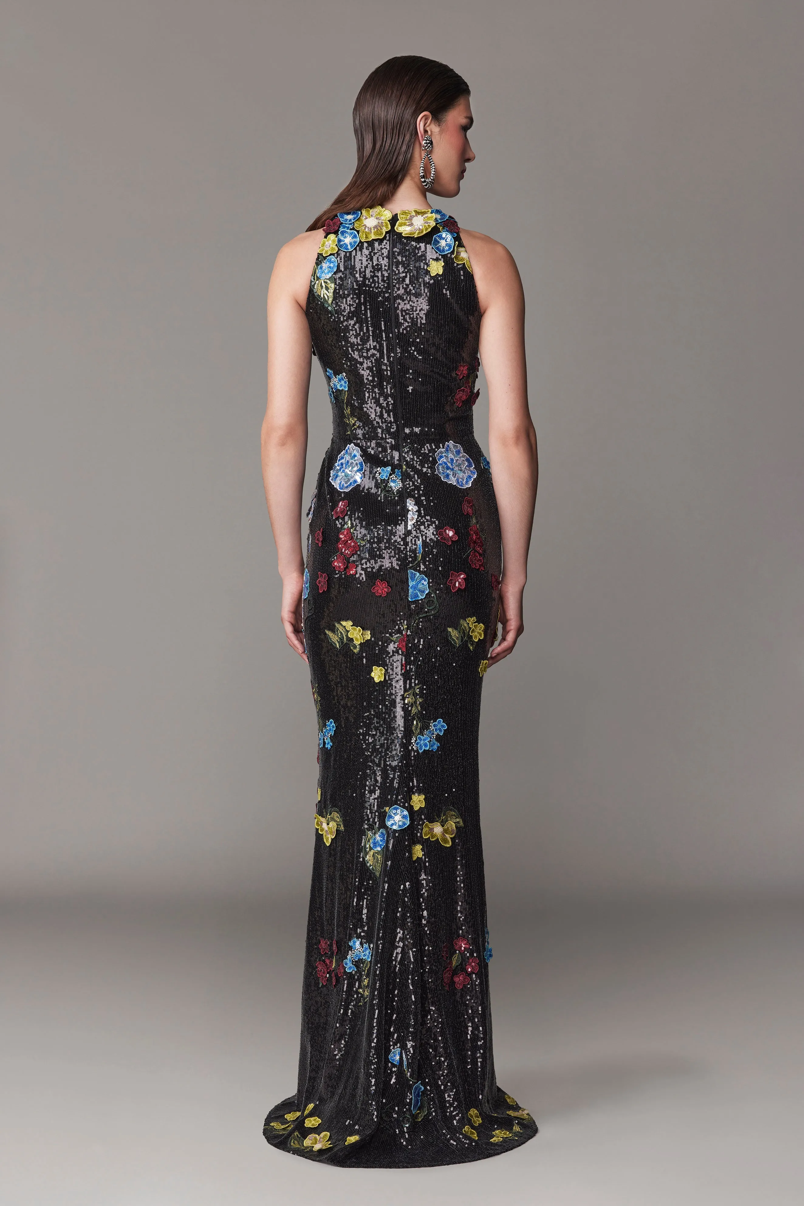 Frascara - 4756 - Halter Gown with Floral Sequin Embellishments