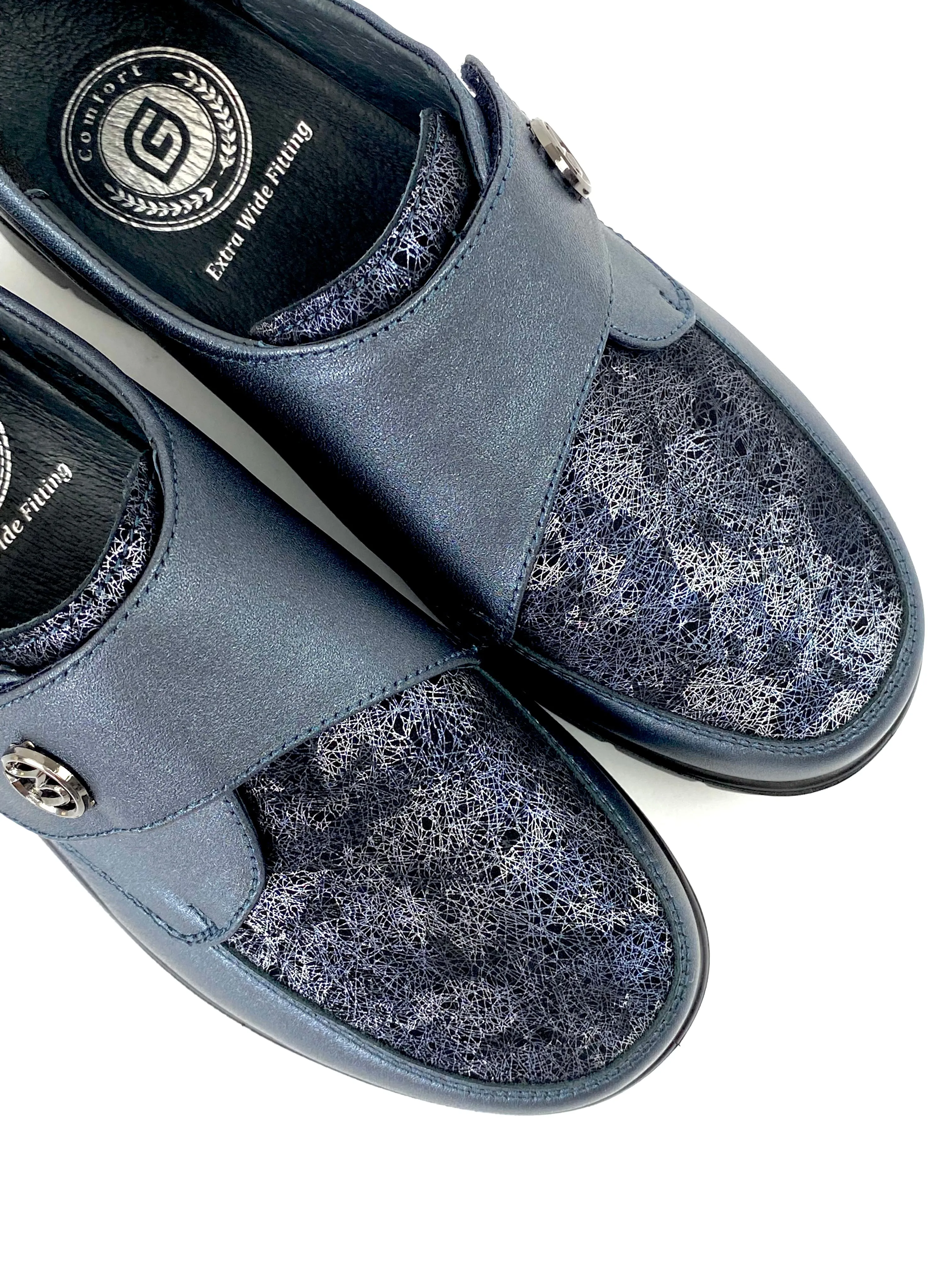 G Comfort - P-8261 Navy Shimmer Velcro Extra Wide