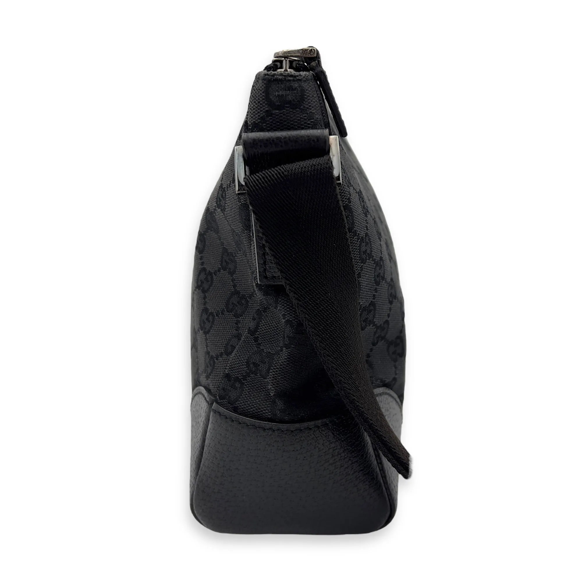 GG Crossbody Bag Black in Canvas, Silver hardware