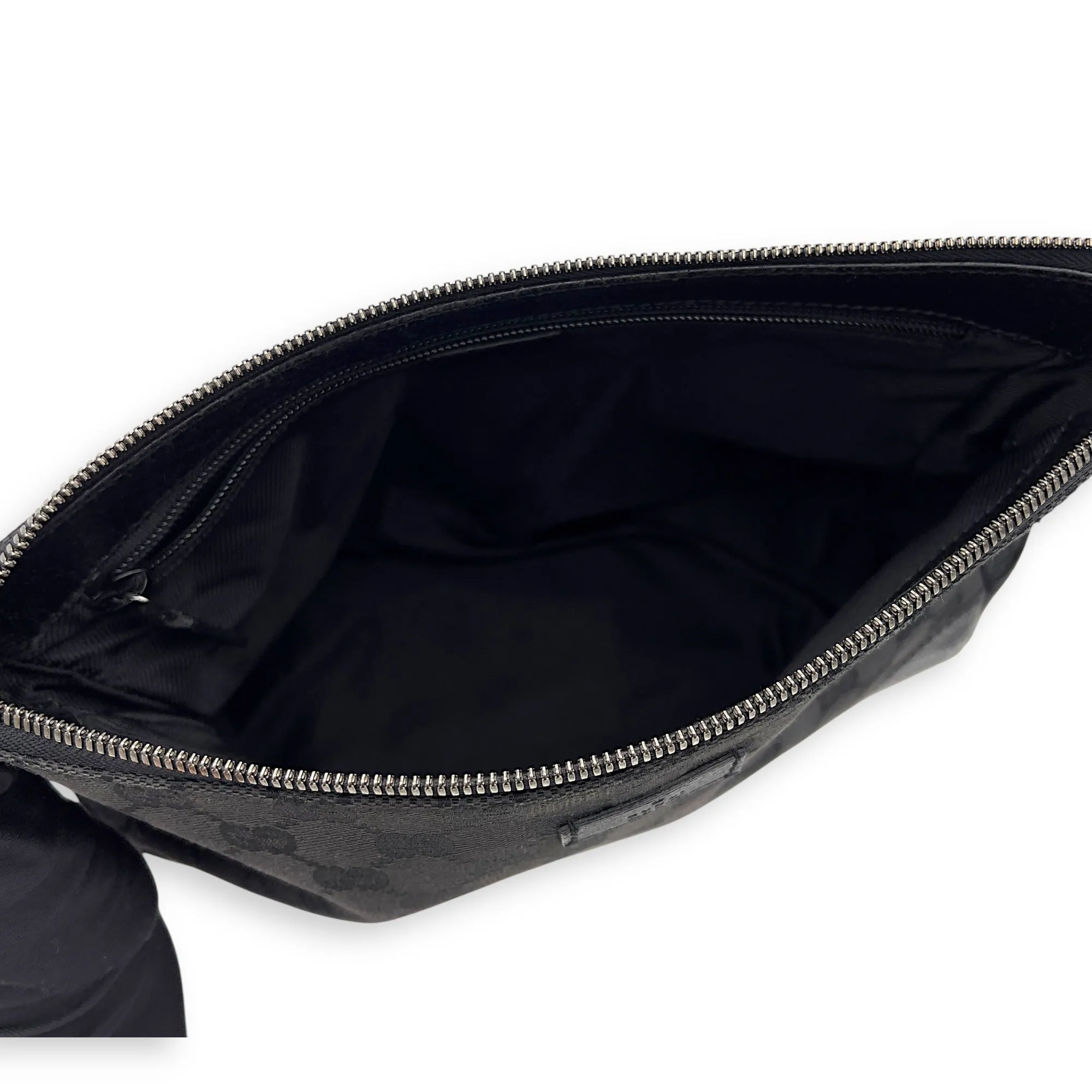 GG Crossbody Bag Black in Canvas, Silver hardware