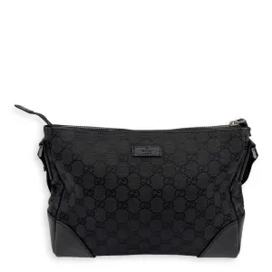GG Crossbody Bag Black in Canvas, Silver hardware