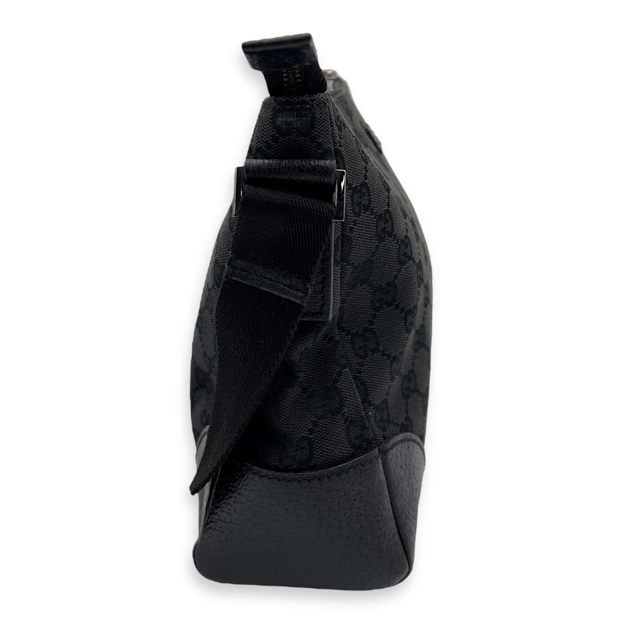 GG Crossbody Bag Black in Canvas, Silver hardware