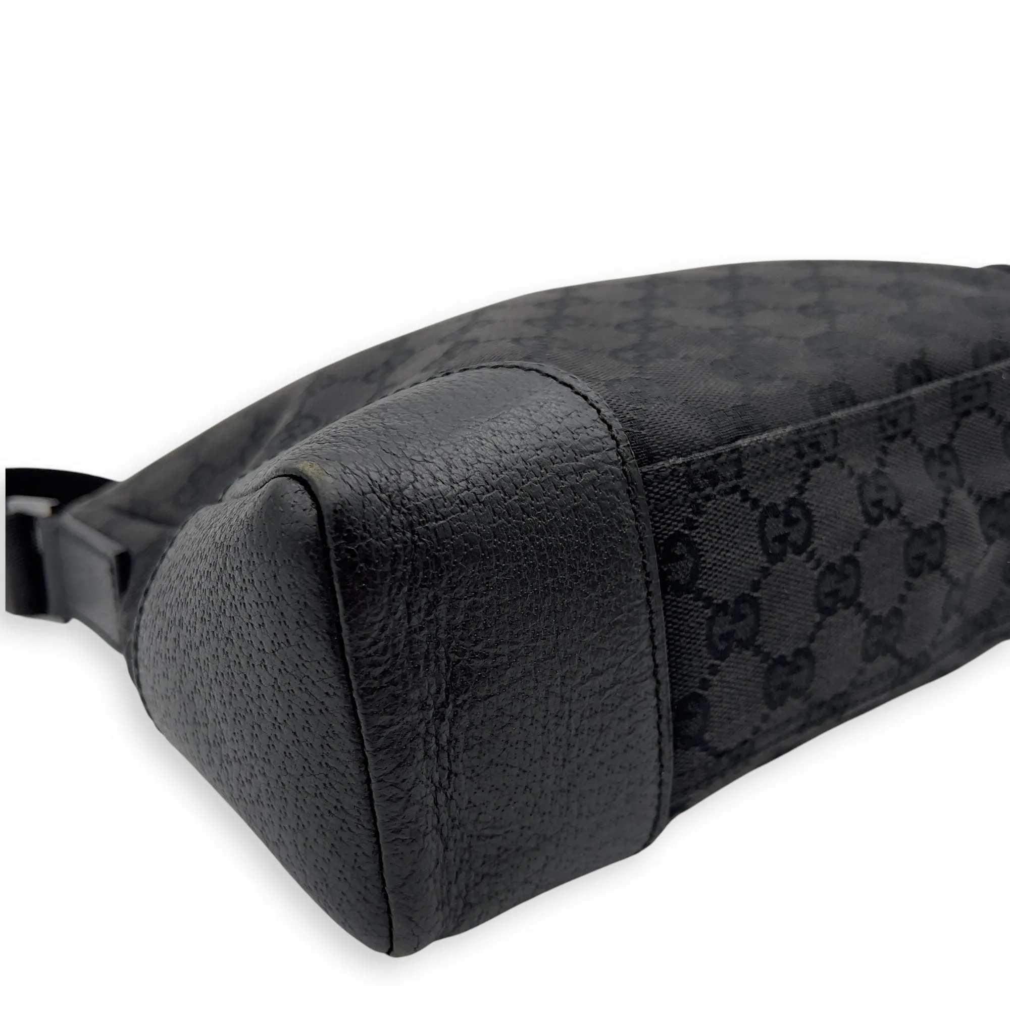 GG Crossbody Bag Black in Canvas, Silver hardware