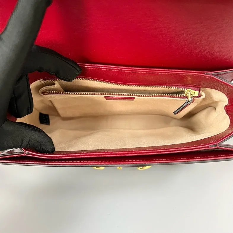Gucci 1955 Beige Red Canvas Leather Crossbody Bag Medium