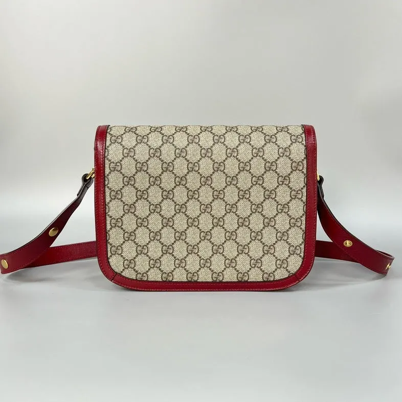 Gucci 1955 Beige Red Canvas Leather Crossbody Bag Medium