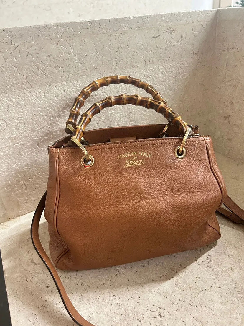 Gucci Bamboo Brown Leather Crossbody Bag