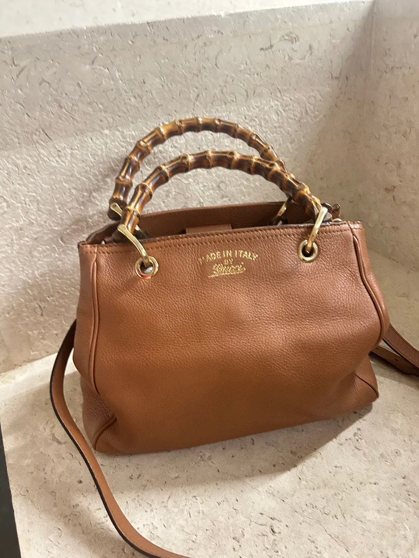 Gucci Bamboo Brown Leather Crossbody Bag