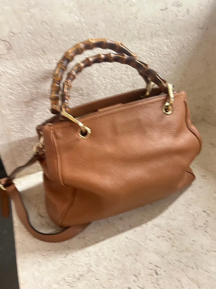 Gucci Bamboo Brown Leather Crossbody Bag