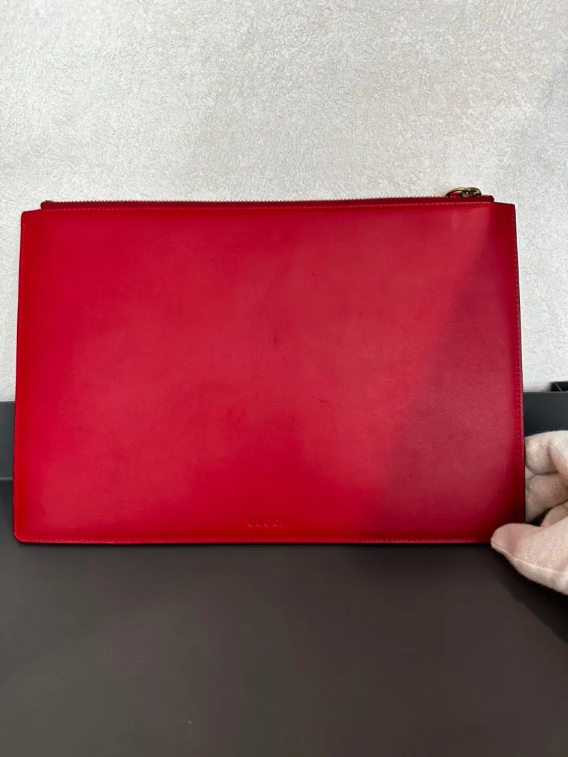 Gucci Diamond Graphic Red Clutch