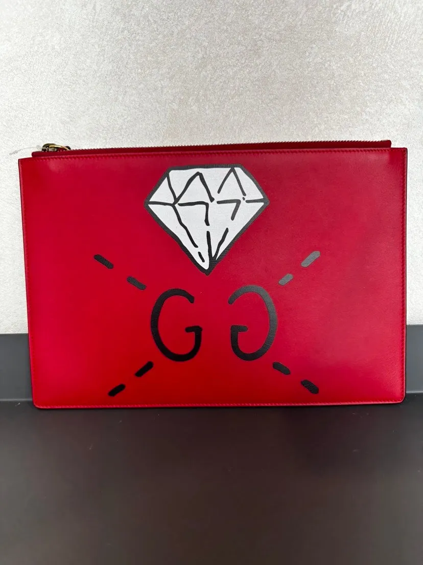 Gucci Diamond Graphic Red Clutch