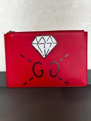 Gucci Diamond Graphic Red Clutch