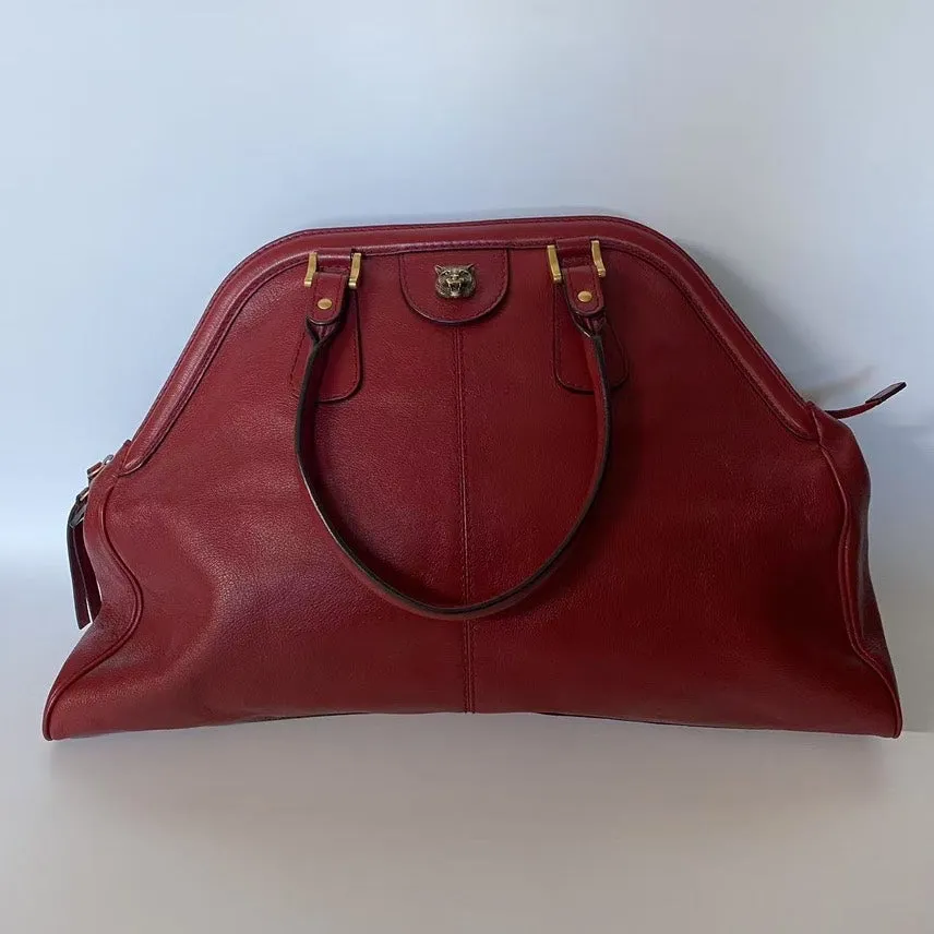 Gucci GG Marmont Red Leather Satchel/Top Handle Bag