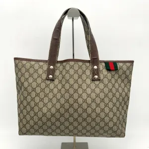 GUCCI GG Plus Monogram Medium Signature Web Loop Tote Brown LA16560
