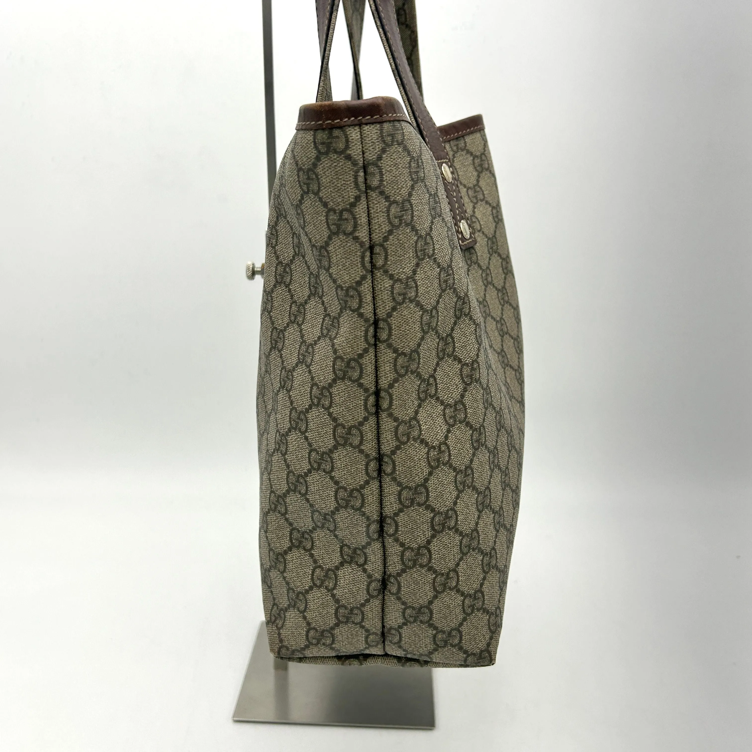 GUCCI GG Plus Monogram Medium Signature Web Loop Tote Brown LA16560