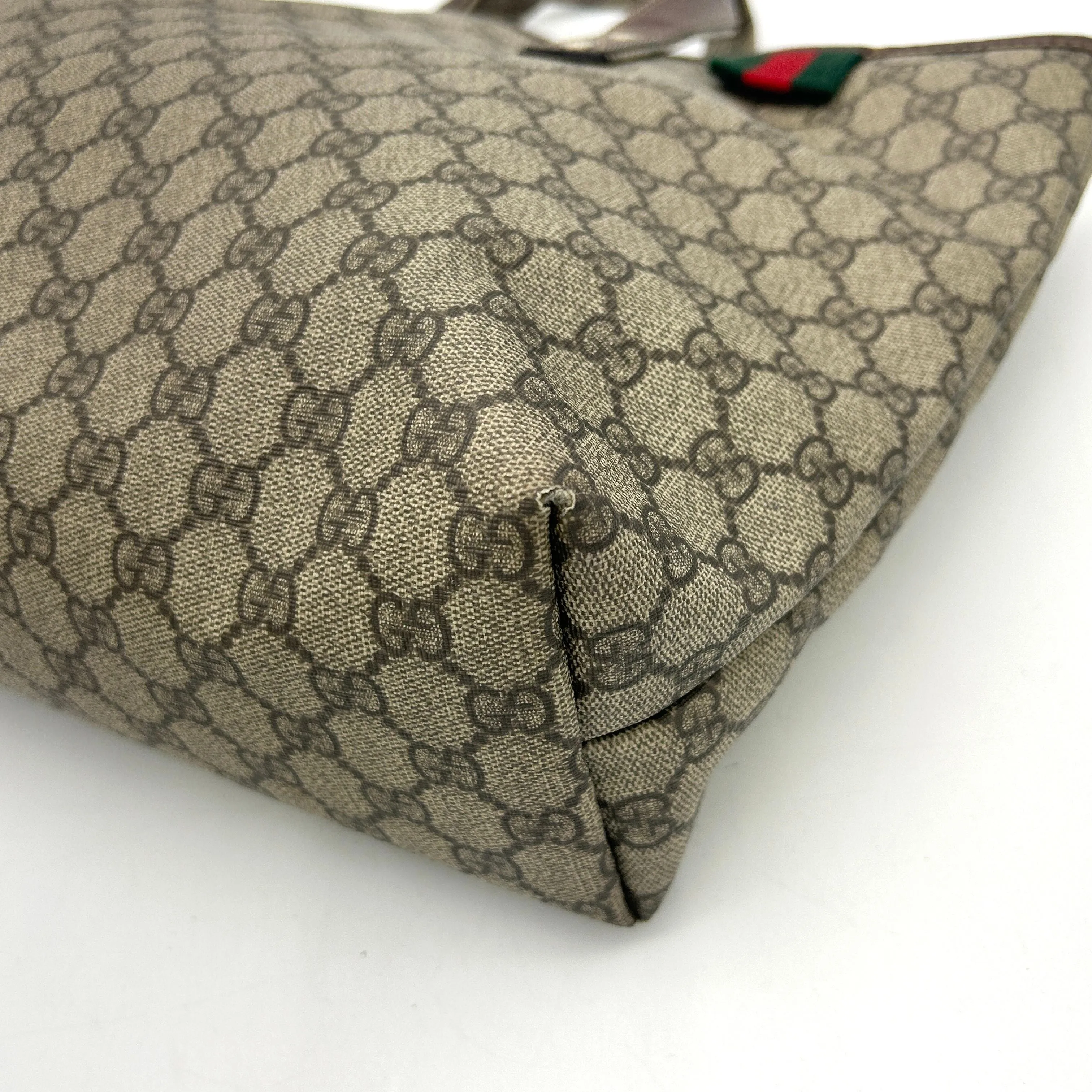 GUCCI GG Plus Monogram Medium Signature Web Loop Tote Brown LA16560