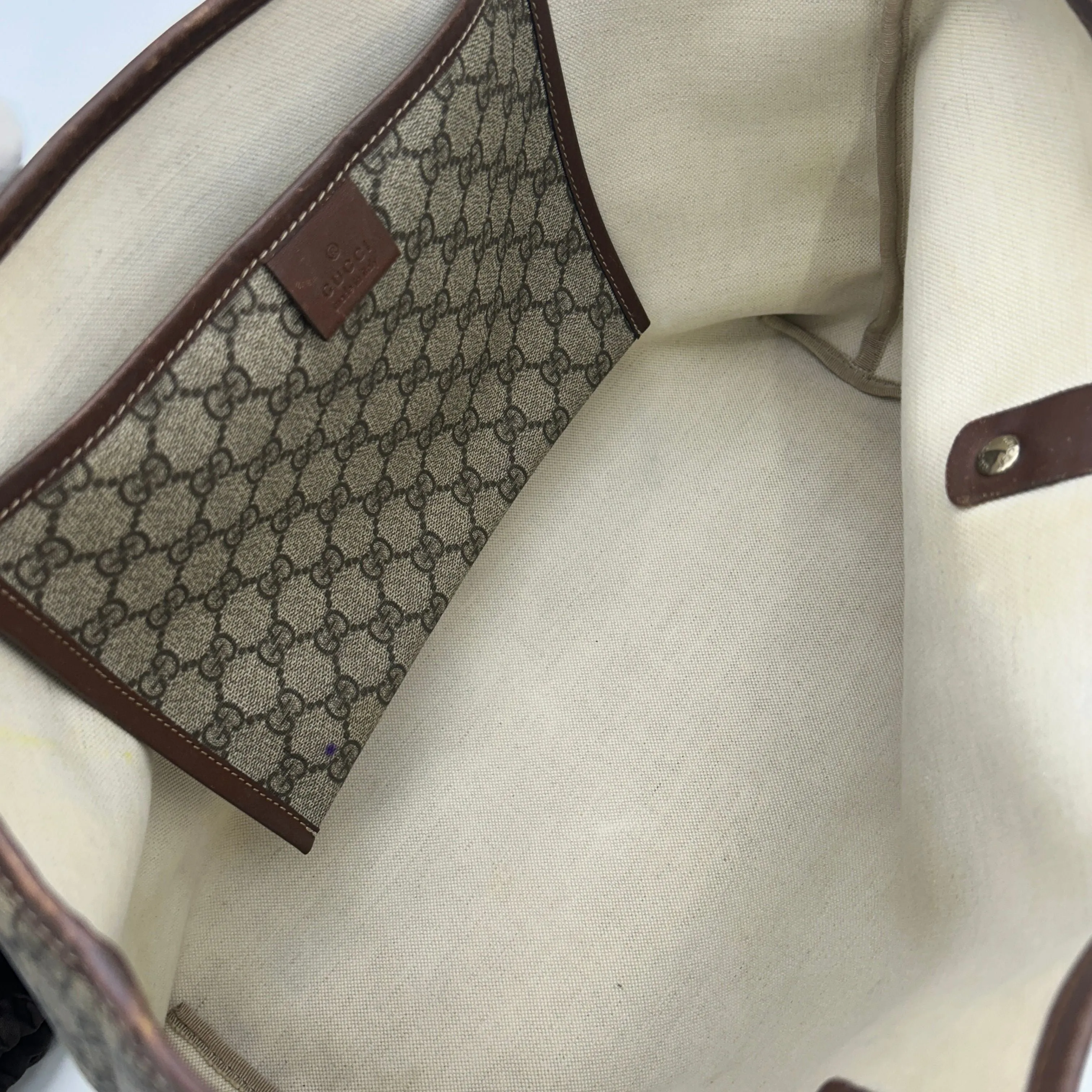 GUCCI GG Plus Monogram Medium Signature Web Loop Tote Brown LA16560