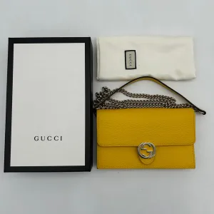 Gucci Interlocking Yellow Leather Clutch Bag