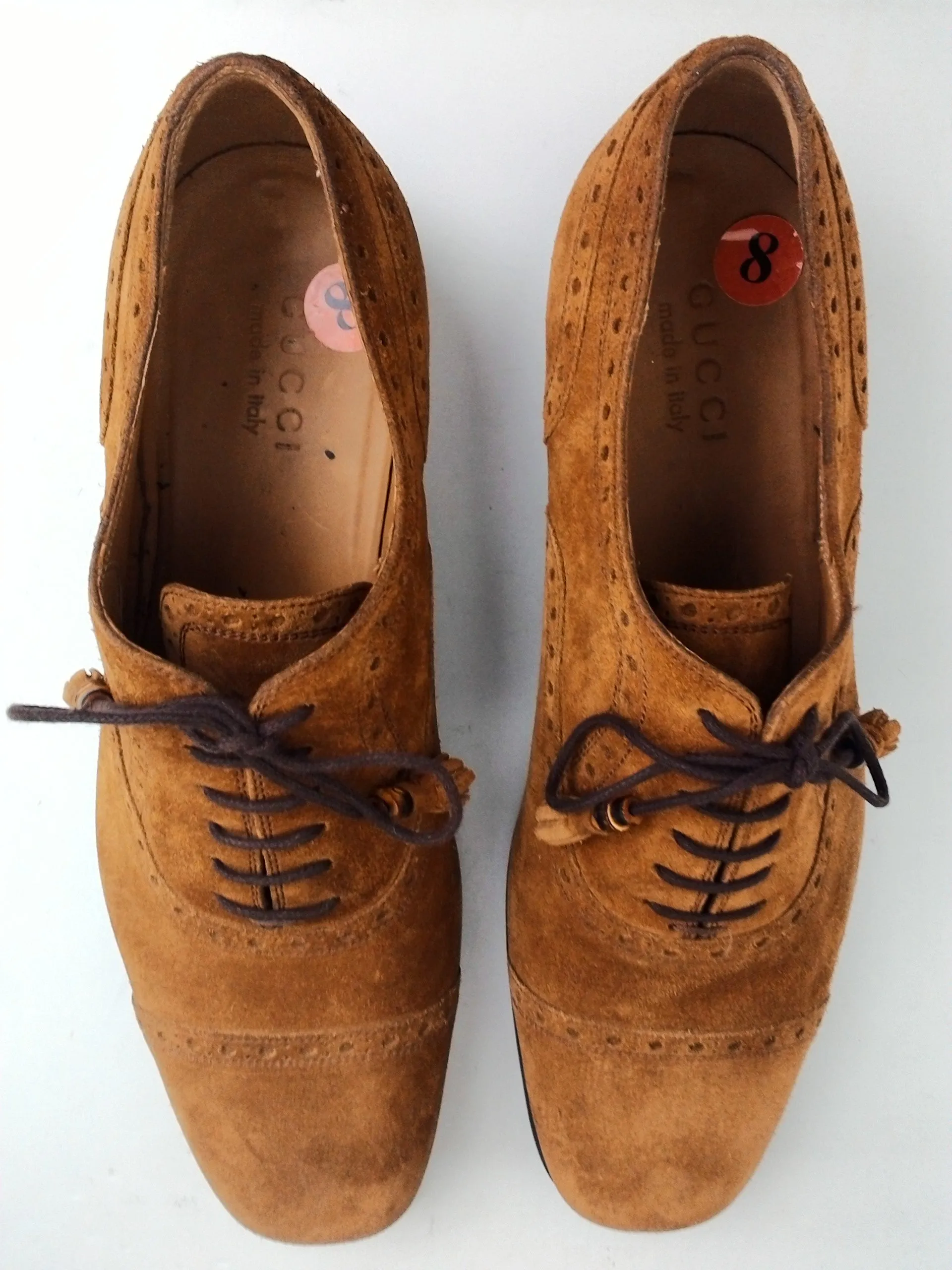 GUCCI Men's  Cuir/Queen Cambridge Tan Suede Oxfords Size 8