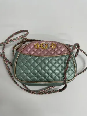 GUCCI Mini Pochette Metallic Pink & Green Crossbody Bag