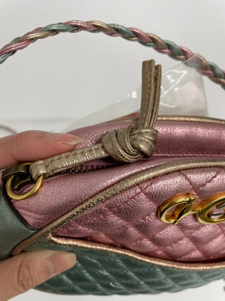 GUCCI Mini Pochette Metallic Pink & Green Crossbody Bag