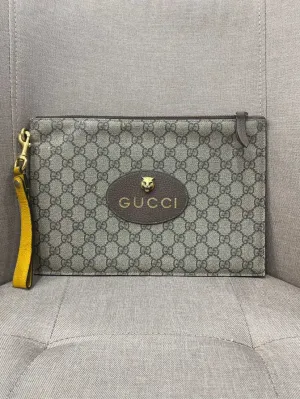 Gucci Monogram Canvas Clutch Beige Brown 30.5x21cm