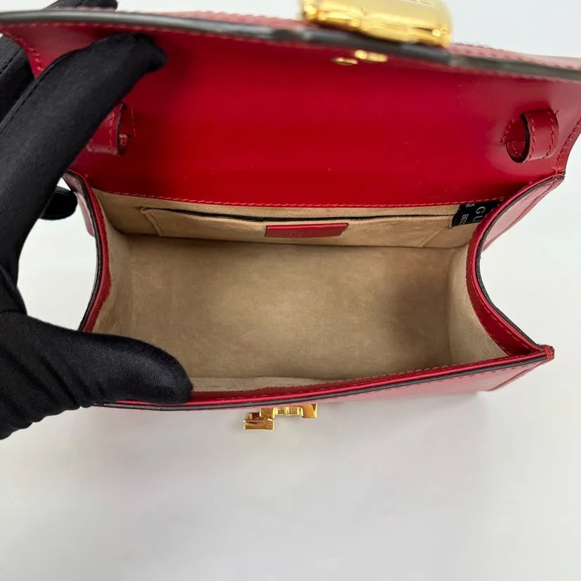 Gucci Sylvie Red Leather Gold Chain Strap Bag Small 20x14cm