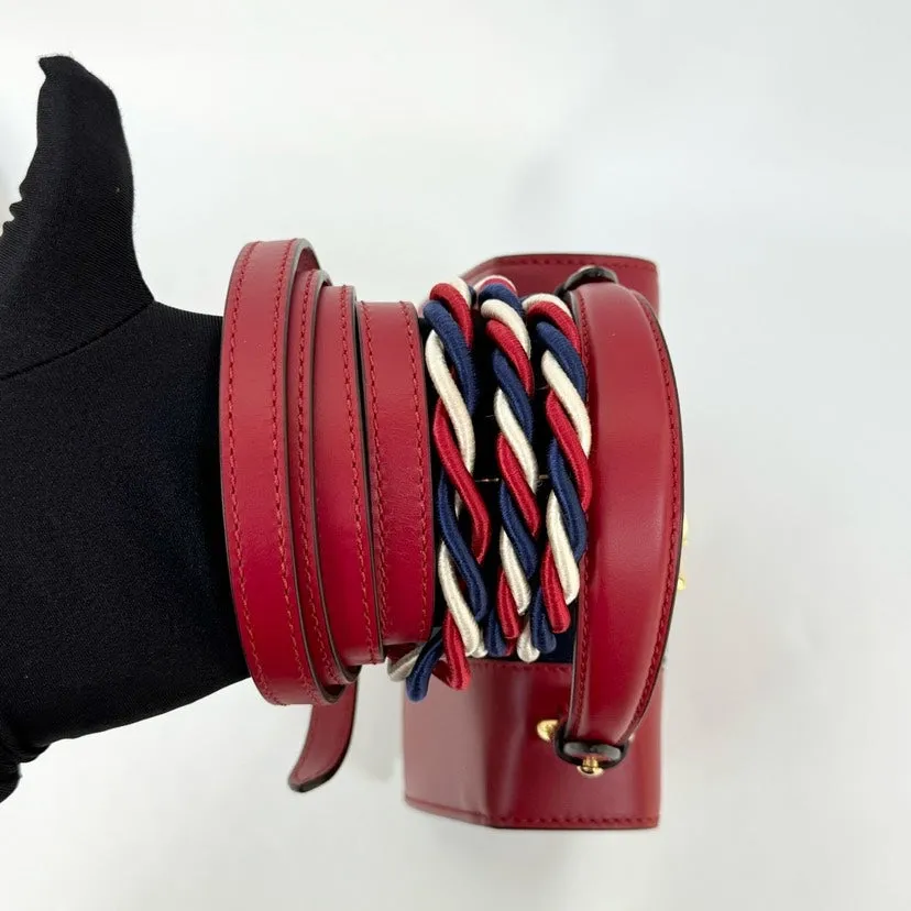 Gucci Sylvie Red Leather Gold Chain Strap Bag Small 20x14cm