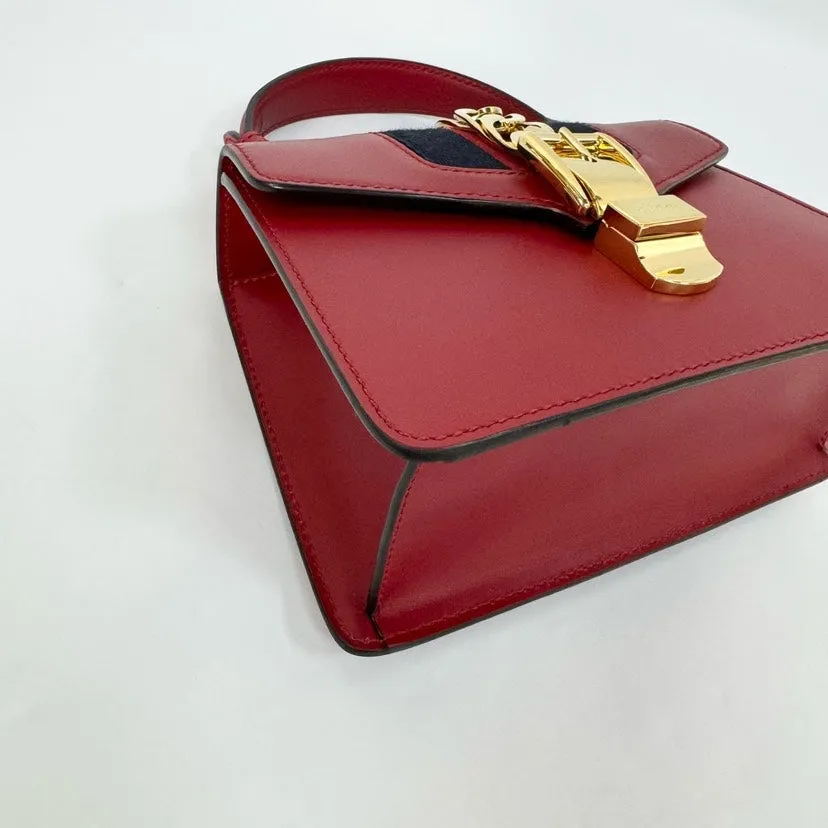 Gucci Sylvie Red Leather Gold Chain Strap Bag Small 20x14cm