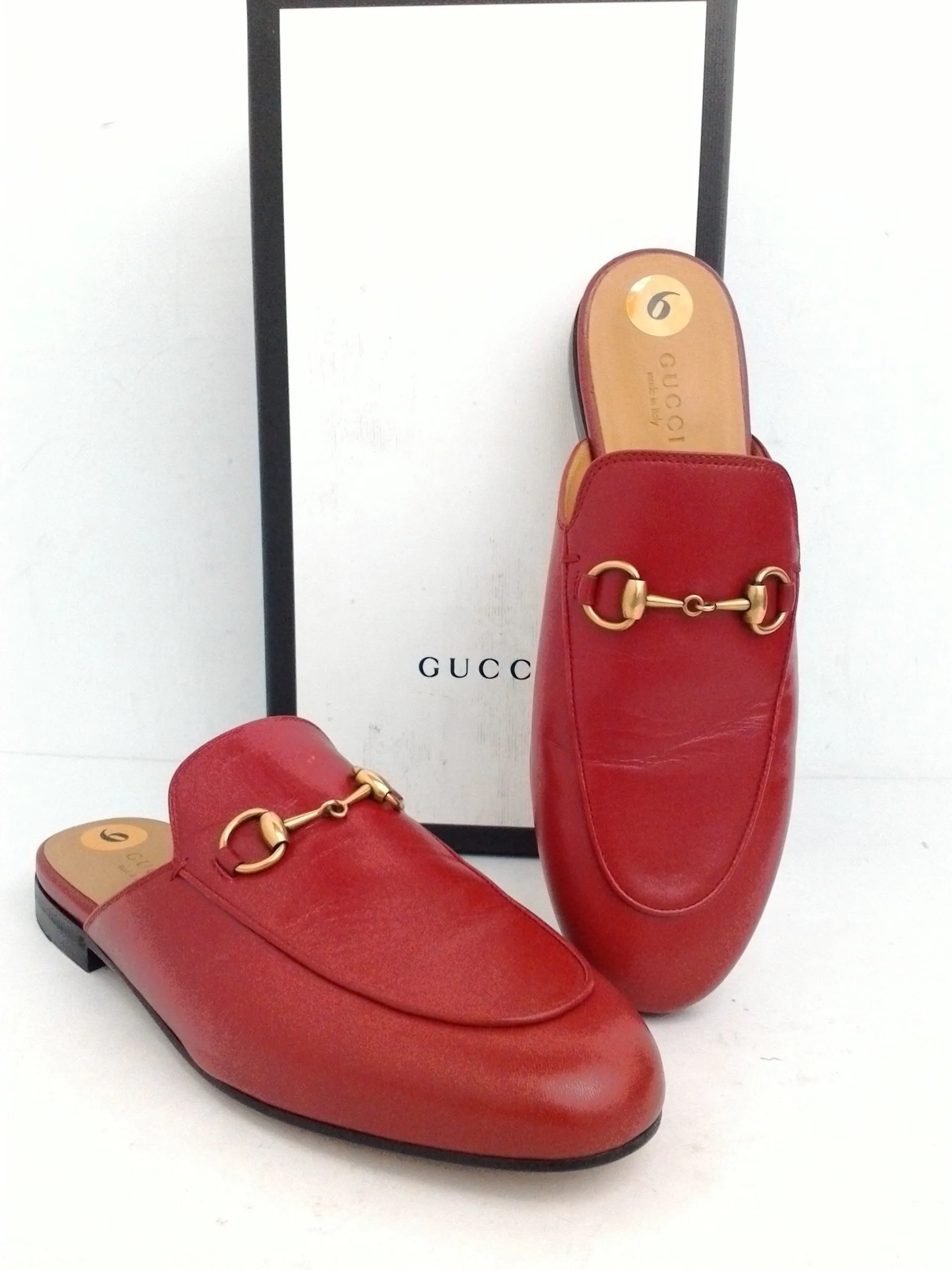 Gucci Women's Hibiscus Red Flat Loafer Mule Size 36