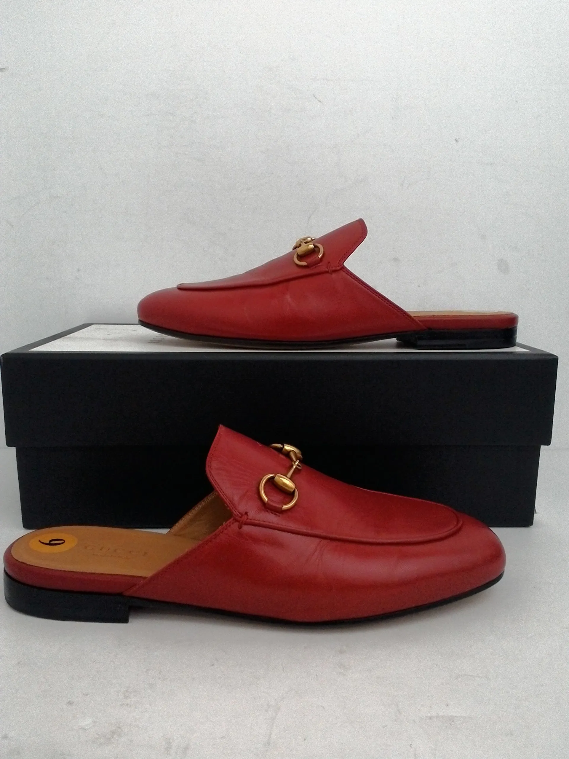 Gucci Women's Hibiscus Red Flat Loafer Mule Size 36